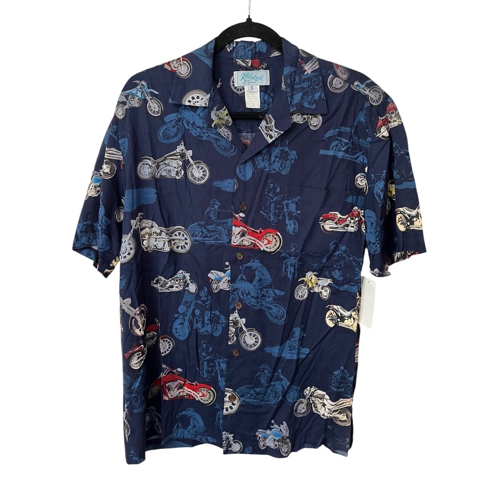 NWT Hawaiian Aloha Shirt Motorcycle Print Small Kolekole